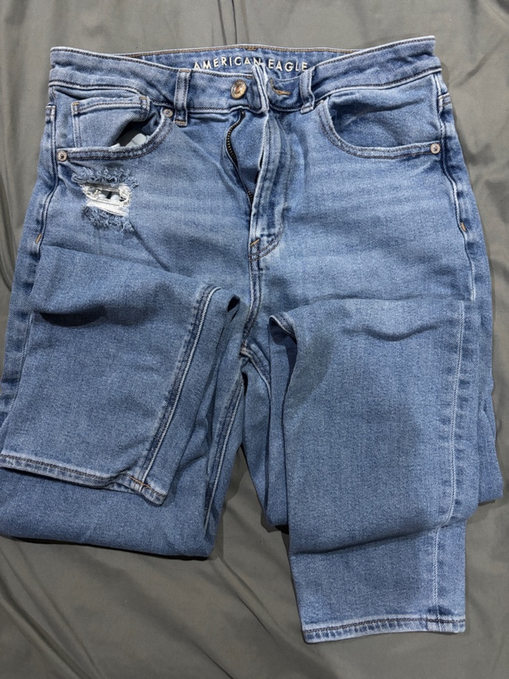 American Eagle Outfitters Women's Straight Leg Jeans - Light Blue